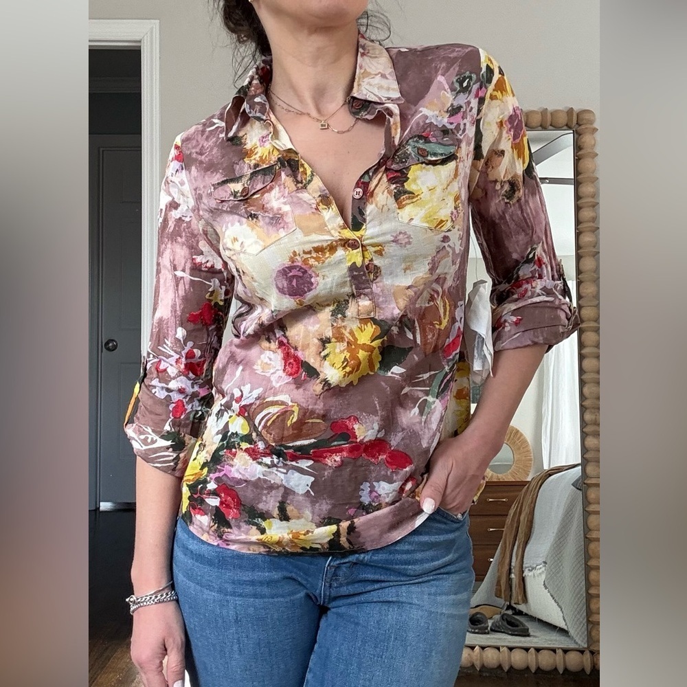 Anthropologie Hand Dyed Cotton Popover Top